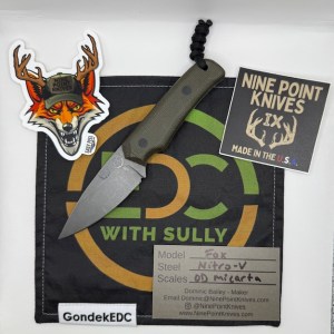 Nine Point Knives Fox - OD Micarta - Nitro-V - Kydex and Leather Sheaths