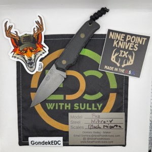 Nine Point Knives Fox - BLK Micarta - Nitro-V - Kydex & Leather Sheaths